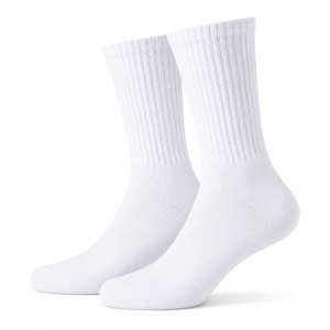 Classic white cotton-polyester socks by LUKYLI on white background