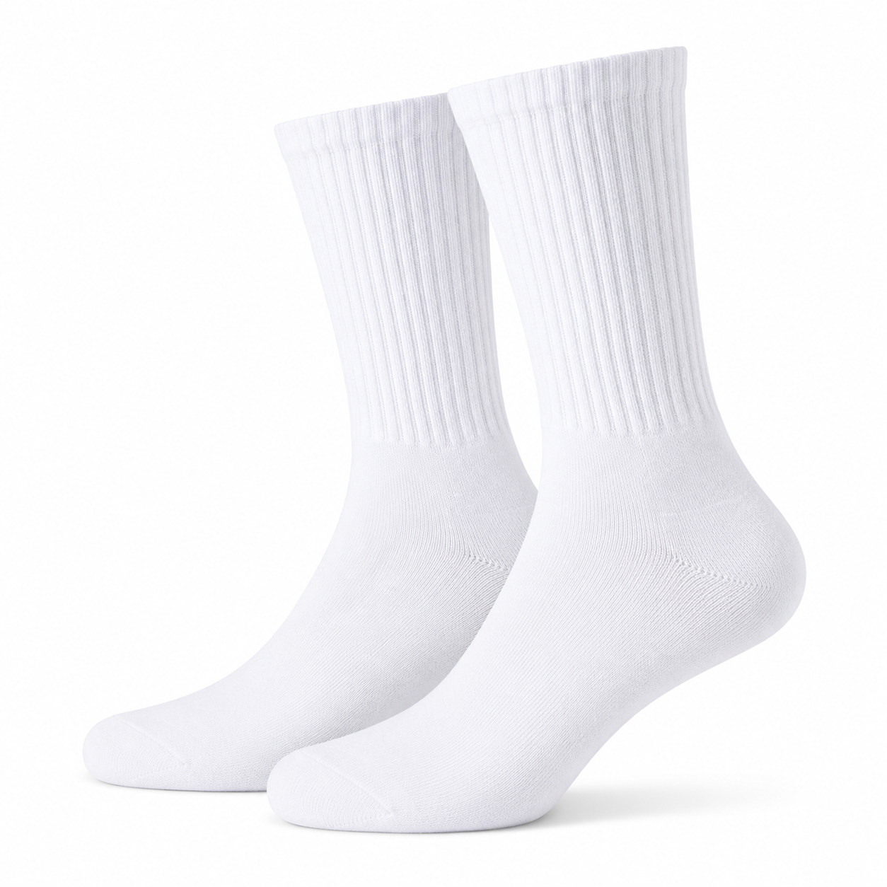 Classic white cotton-polyester socks by LUKYLI on white background